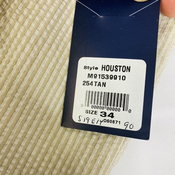 NWT 6 East Beige w/ Tan Stripe Seersucker Ctn Unfinished Flat Front Pants 34X38 - Picture 5 of 10